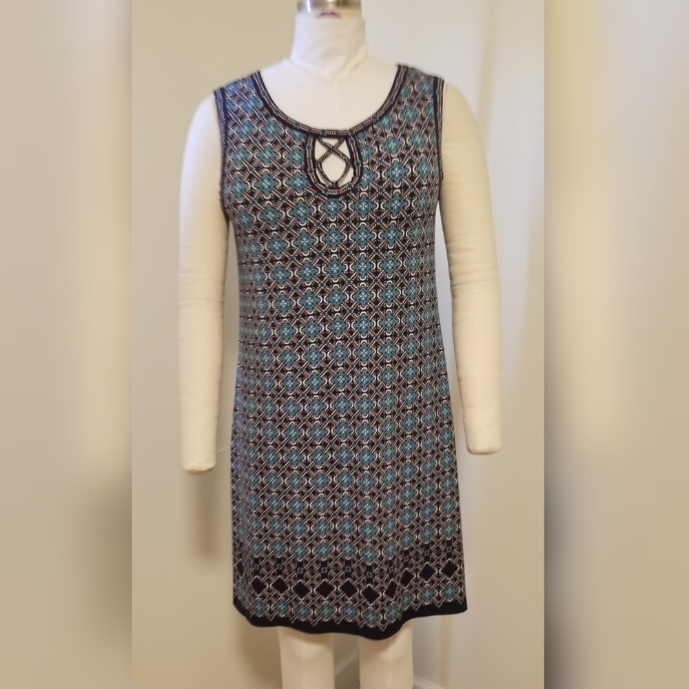  Max Studio Sleeveless Printed Dress Blue 